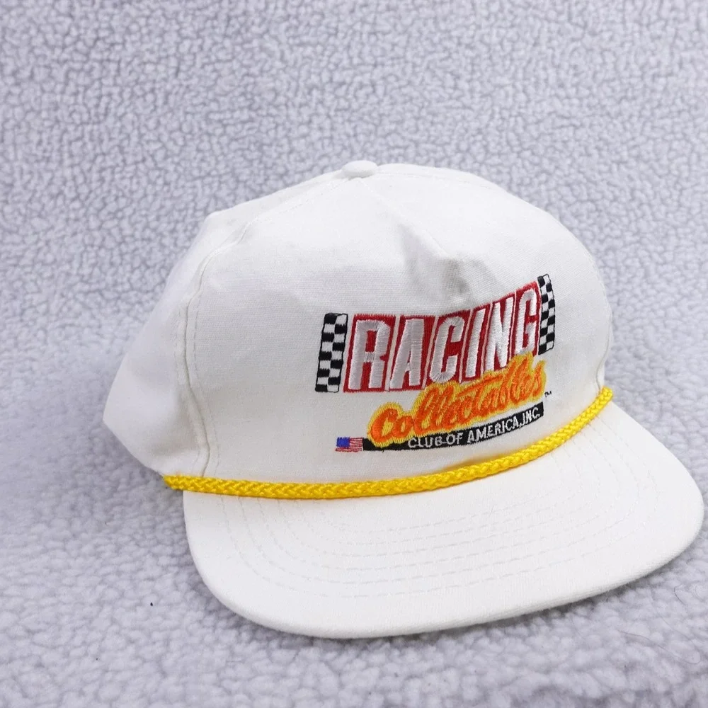 Vintage Racing Collectables Club of America Hat White Snapback Rope Cap USA Made
